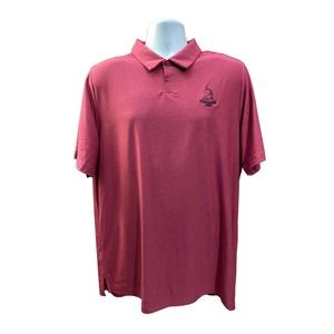 Adidas Golf Mens Large Pink Color Block Primegreen Pinehurst Performance Polo